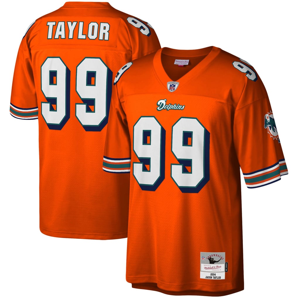 Men's Miami Dolphins Jason Taylor Mitchell & Ness Orange Big & Tall 2004 Retired Player Replica Jersey - Image 1