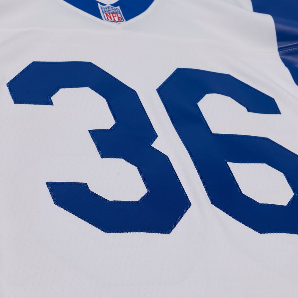 Men's Los Angeles Rams Jerome Bettis Mitchell & Ness White Retired Legacy Replica Player Jersey - Image 6