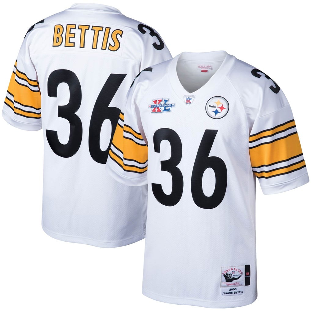Men's Pittsburgh Steelers 2005 Jerome Bettis Mitchell & Ness White Authentic Throwback Retired Player Jersey - Image 2