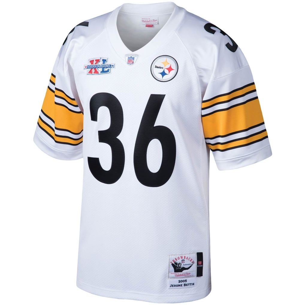 Men's Pittsburgh Steelers 2005 Jerome Bettis Mitchell & Ness White Authentic Throwback Retired Player Jersey - Image 3