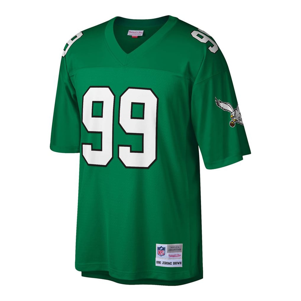 Men's Philadelphia Eagles Jerome Brown Mitchell & Ness Kelly Green Big & Tall 1990 Retired Player Replica Jersey - Image 3