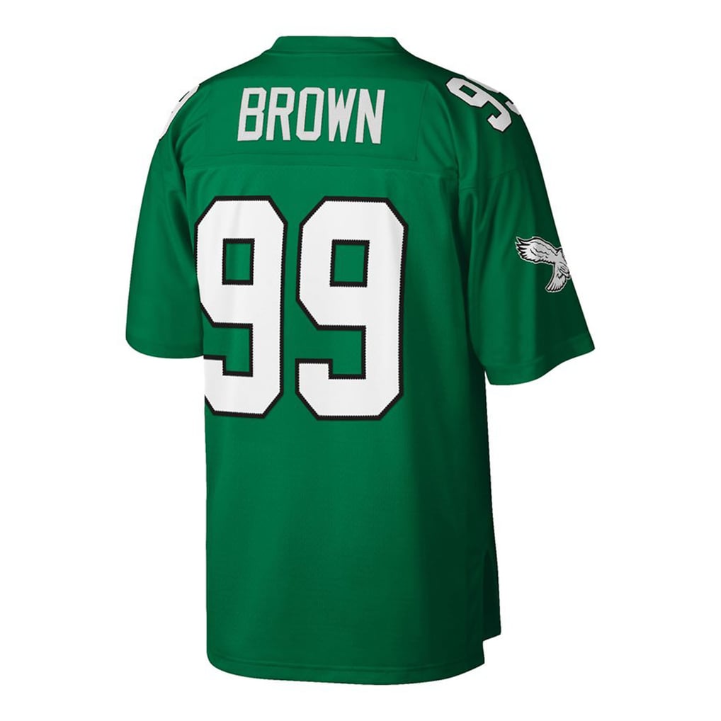 Men's Philadelphia Eagles Jerome Brown Mitchell & Ness Kelly Green Big & Tall 1990 Retired Player Replica Jersey - Image 4