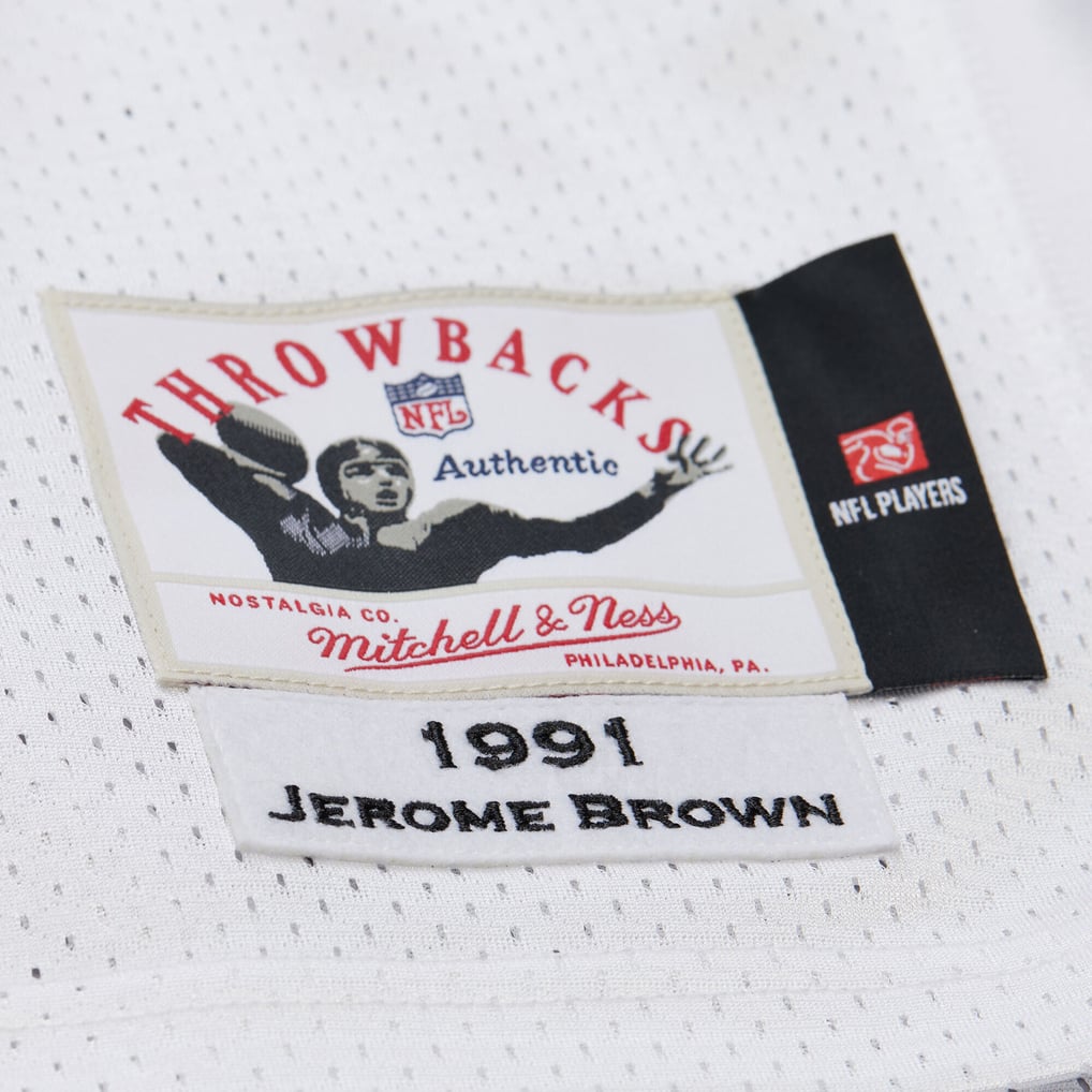 Men's Philadelphia Eagles Jerome Brown Mitchell & Ness White 1991 Authentic Throwback Retired Player Jersey - Image 5