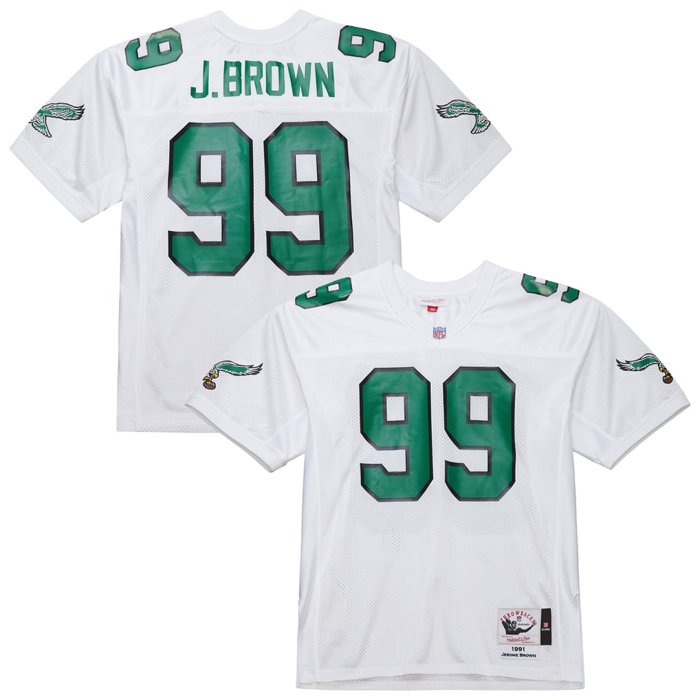 Men's Philadelphia Eagles Jerome Brown Mitchell & Ness White 1991 Authentic Throwback Retired Player Jersey - Image 1