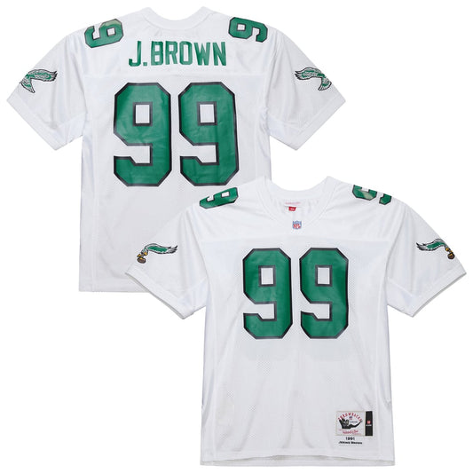 Men's Philadelphia Eagles Jerome Brown Mitchell & Ness White 1991 Authentic Throwback Retired Player Jersey - Image 1
