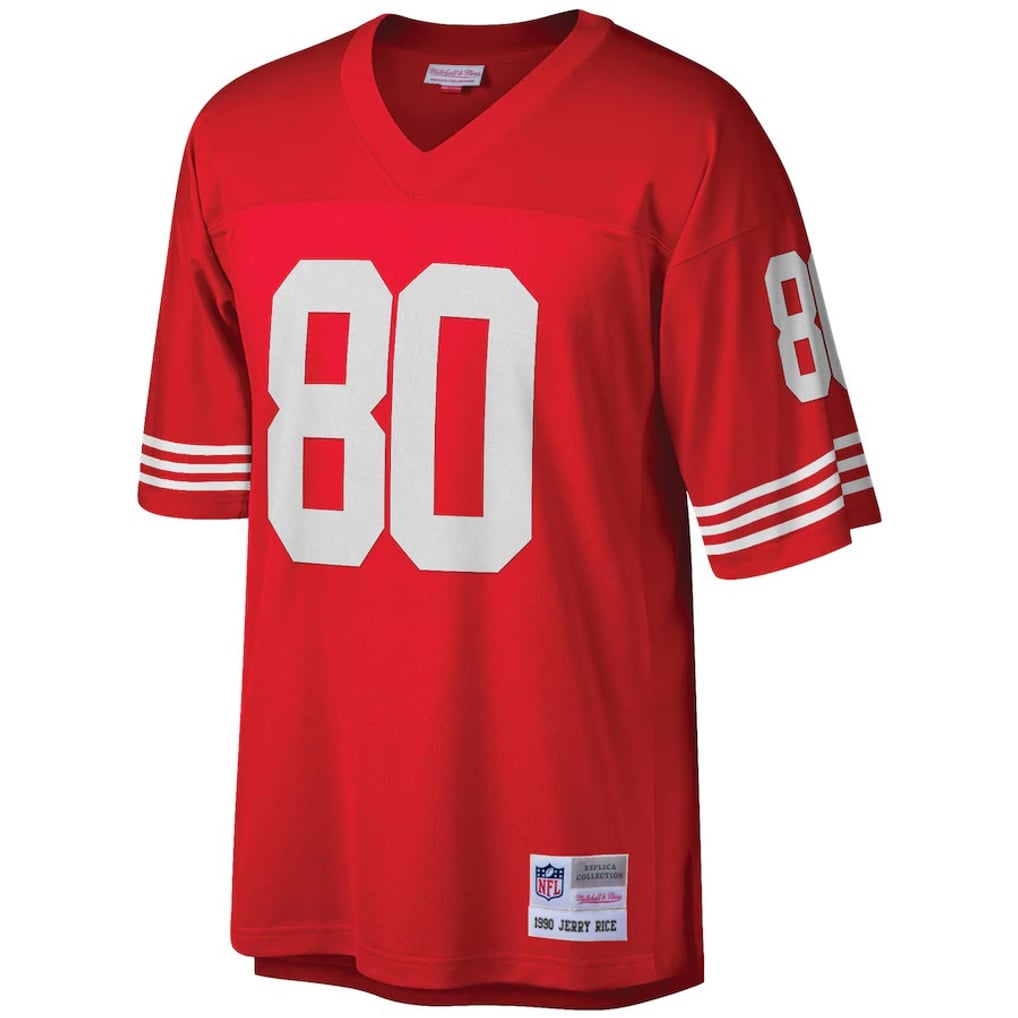 Men's San Francisco 49ers Jerry Rice Mitchell & Ness Scarlet Big & Tall 1990 Retired Player Replica Jersey - Image 3