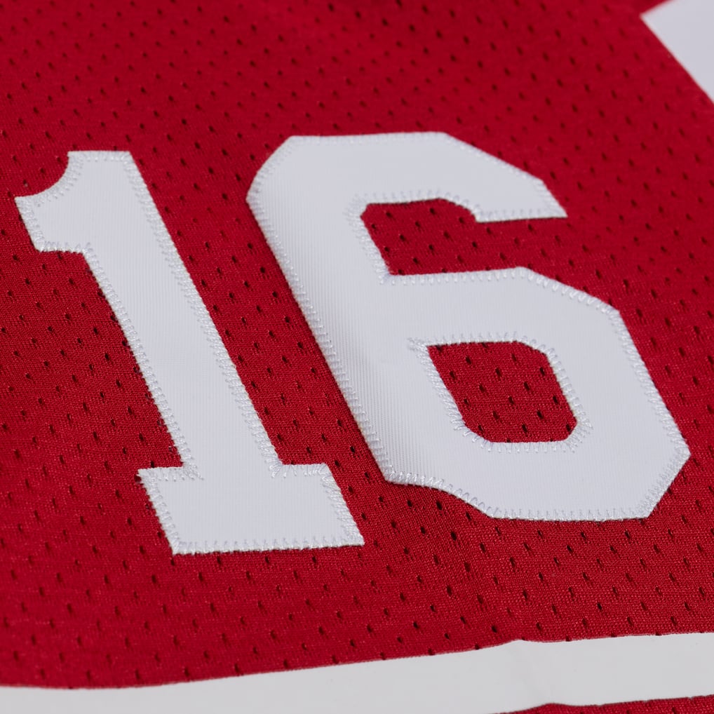 Men's San Francisco 49ers 1989 Joe Montana Mitchell & Ness Scarlet Authentic Throwback Retired Player Jersey - Image 5