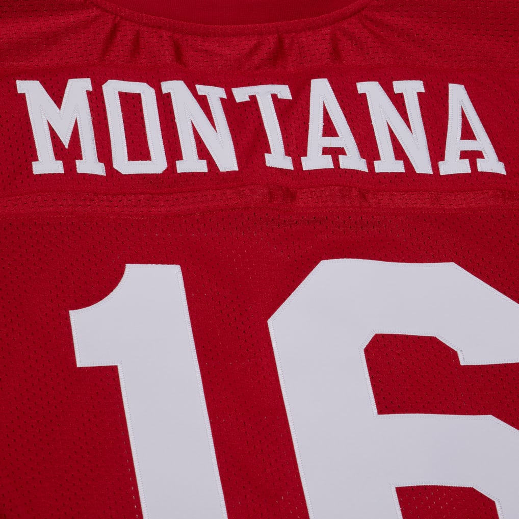 Men's San Francisco 49ers 1989 Joe Montana Mitchell & Ness Scarlet Authentic Throwback Retired Player Jersey - Image 7
