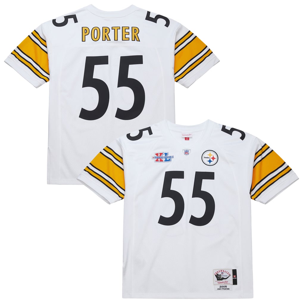 Men's Pittsburgh Steelers Joey Porter Mitchell & Ness White 2005 Authentic Throwback Retired Player Jersey - Image 1
