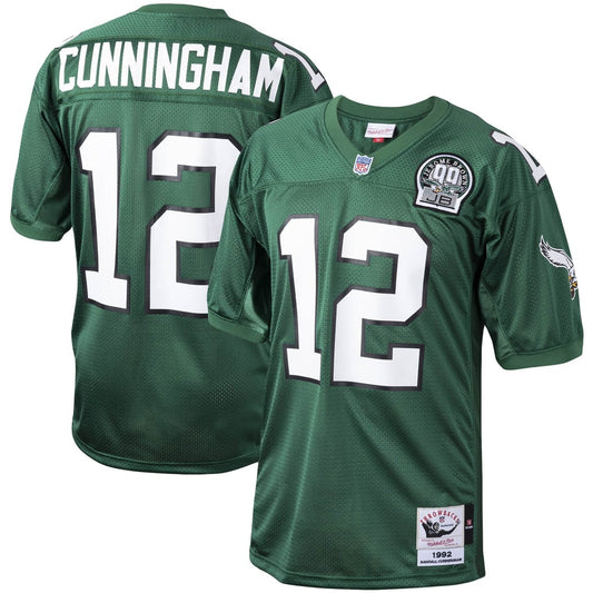 Men's Philadelphia Eagles 1992 Randall Cunningham Mitchell & Ness Green Authentic Throwback Retired Player Jersey - Image 1
