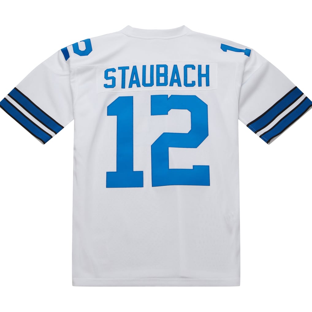 Men's Dallas Cowboys 1975 Roger Staubach Mitchell & Ness White Authentic Throwback Retired Player Jersey - Image 4