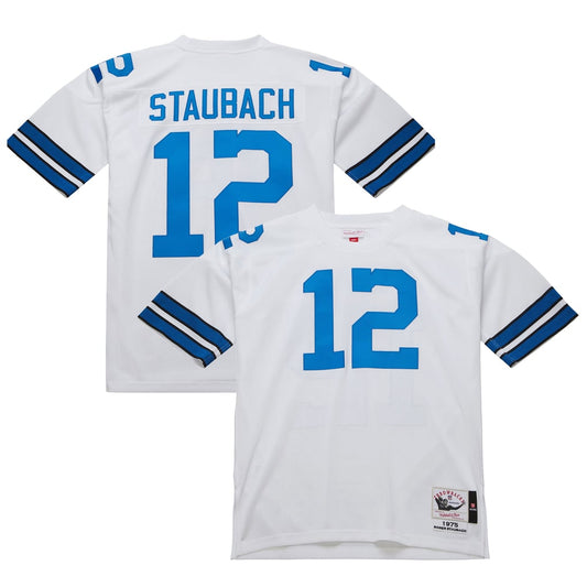 Men's Dallas Cowboys 1975 Roger Staubach Mitchell & Ness White Authentic Throwback Retired Player Jersey - Image 1