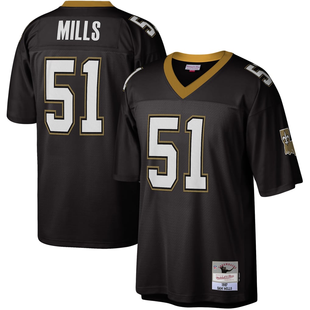 Men's New Orleans Saints Sam Mills Mitchell & Ness Black Legacy Replica Jersey - Image 1