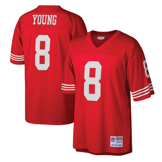 Men's San Francisco 49ers Steve Young Mitchell & Ness Scarlet Legacy Replica Jersey - Image 1
