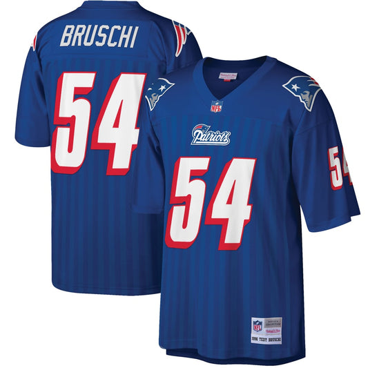 Men's New England Patriots Tedy Bruschi Mitchell & Ness Royal Big & Tall 1996 Retired Player Replica Jersey - Image 1