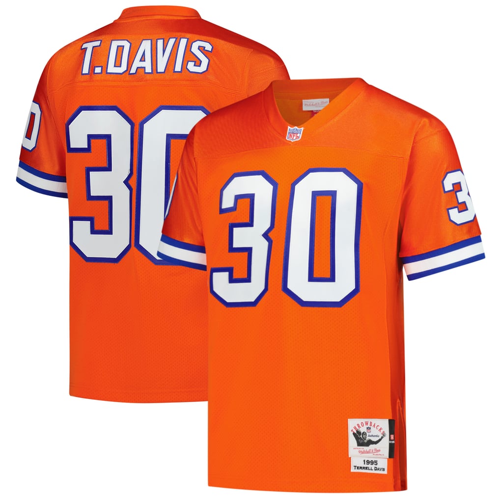Men's Denver Broncos Terrell Davis Mitchell & Ness Orange 1995 Authentic Throwback Retired Player Jersey - Image 2
