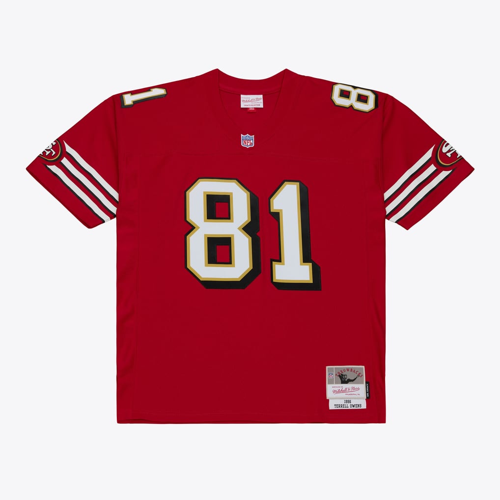 Men's San Francisco 49ers Terrell Owens Mitchell & Ness Red 1996 Legacy Replica Player Jersey - Image 2