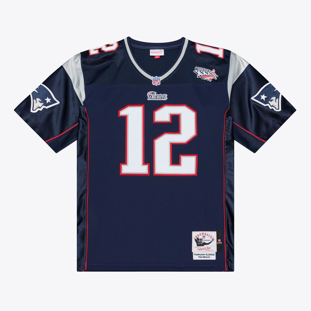 Men's New England Patriots Tom Brady Mitchell & Ness Navy Super Bowl XXXVI Authentic Throwback Jersey - Image 2