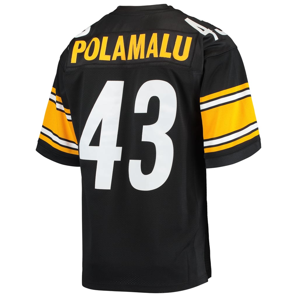 Men's Pittsburgh Steelers 2007 Troy Polamalu Mitchell & Ness Black Authentic Throwback Retired Player Jersey - Image 4