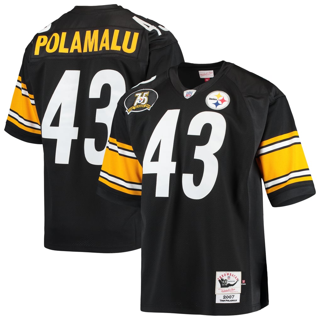 Men's Pittsburgh Steelers 2007 Troy Polamalu Mitchell & Ness Black Authentic Throwback Retired Player Jersey - Image 1