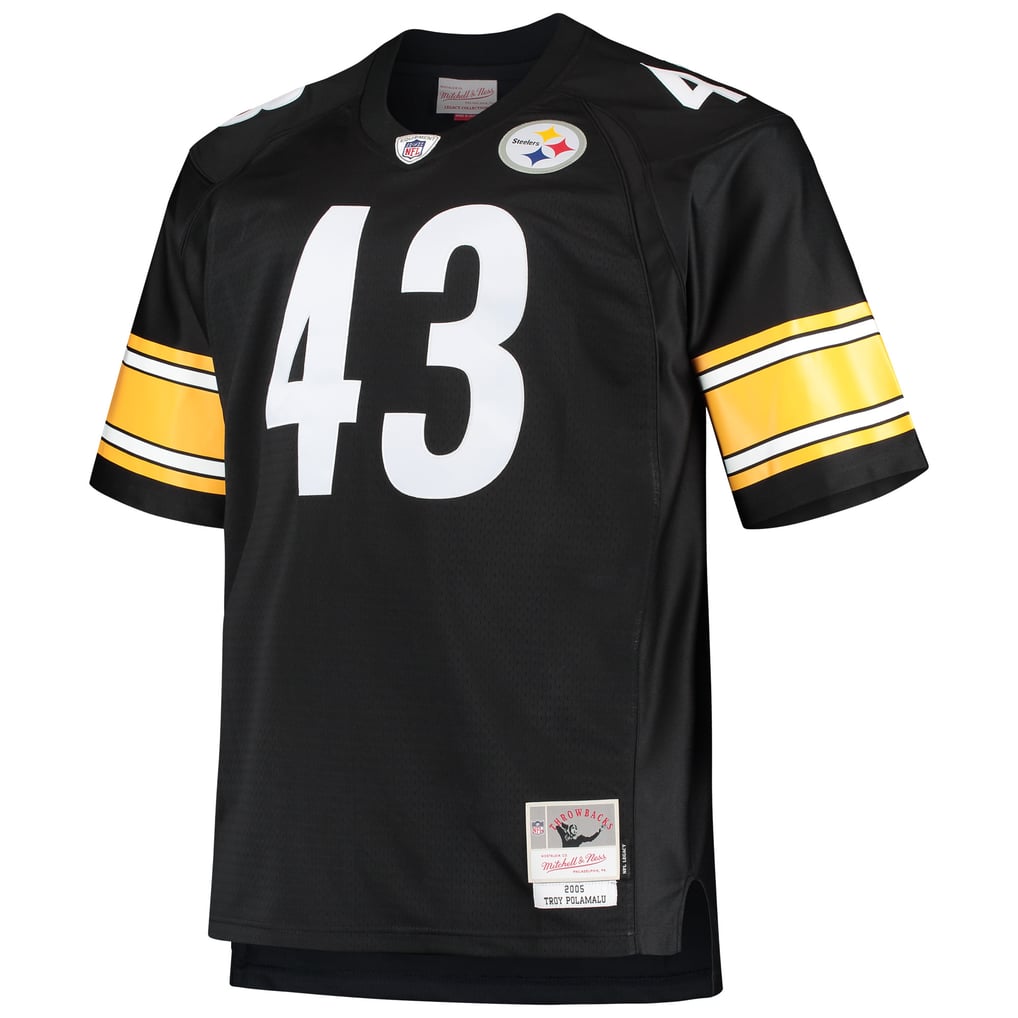 Men's Pittsburgh Steelers Troy Polamalu Mitchell & Ness Black Big & Tall 2005 Retired Player Replica Jersey - Image 3