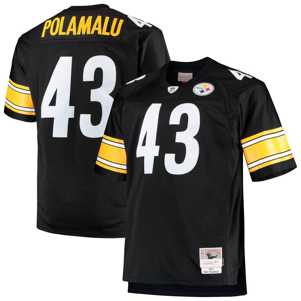 Men's Pittsburgh Steelers Troy Polamalu Mitchell & Ness Black Big & Tall 2005 Retired Player Replica Jersey - Image 1