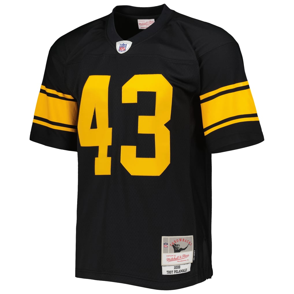 Men's Pittsburgh Steelers Troy Polamalu Mitchell & Ness Black Legacy Replica Jersey - Image 3