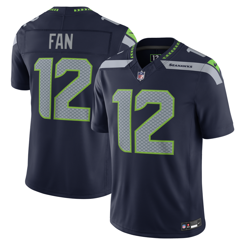 Men's Seattle Seahawks 12s Nike College Navy Team Vapor F.U.S.E. Stitched Limited Jersey - Image 2