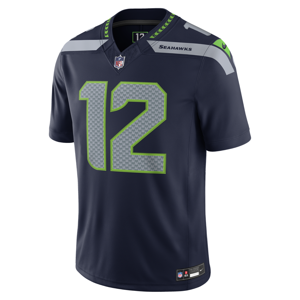 Men's Seattle Seahawks 12s Nike College Navy Team Vapor F.U.S.E. Stitched Limited Jersey - Image 3