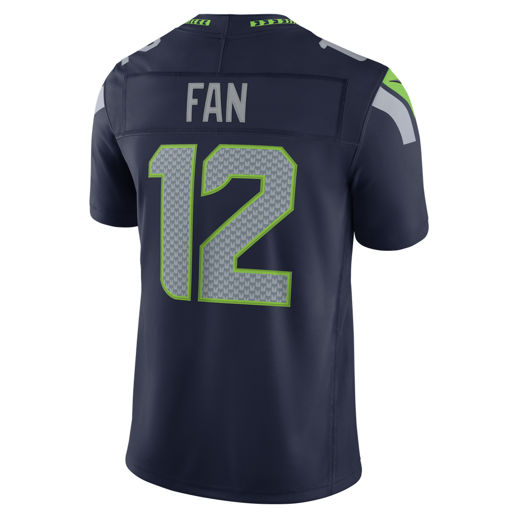 Men's Seattle Seahawks 12s Nike College Navy Team Vapor F.U.S.E. Stitched Limited Jersey - Image 4