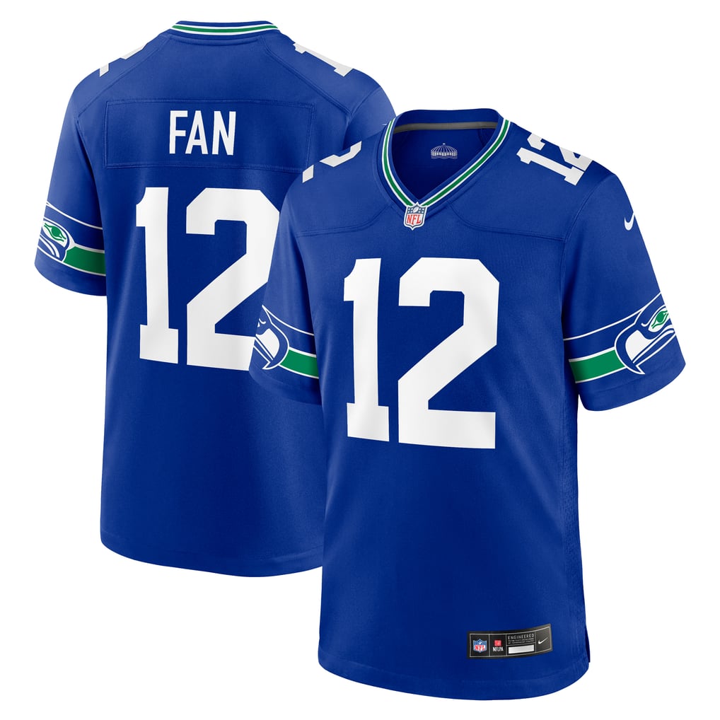 Men's Seattle Seahawks 12s Nike Royal Throwback Player Game Jersey - Image 2