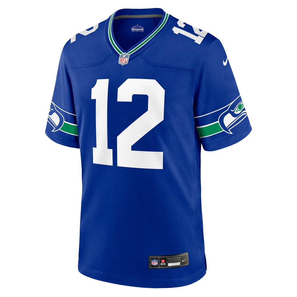 Men's Seattle Seahawks 12s Nike Royal Throwback Player Game Jersey - Image 3