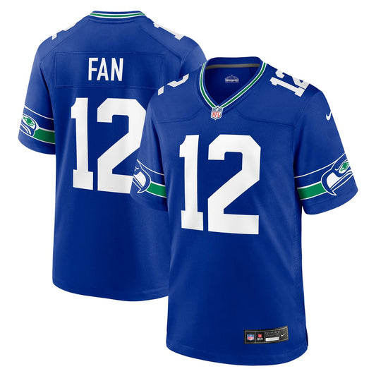 Men's Seattle Seahawks 12s Nike Royal Throwback Player Game Jersey - Image 1
