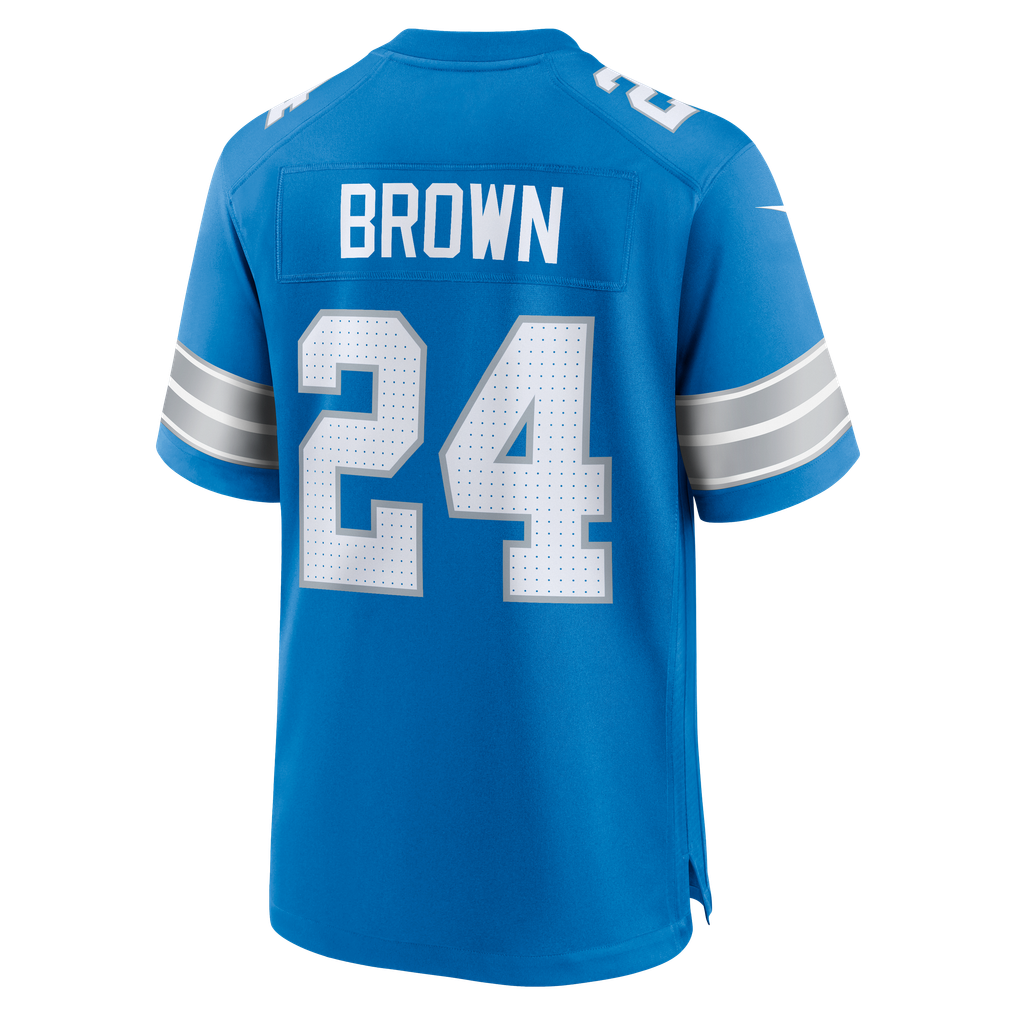 Men's Detroit Lions Aamaris Brown Nike Blue Team Game Jersey - Image 6