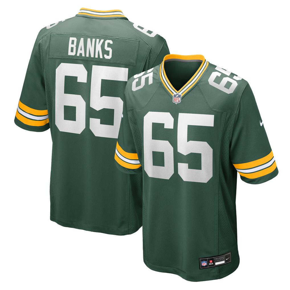 Men's Green Bay Packers Aaron Banks Nike  Green Team Game Jersey - Image 2