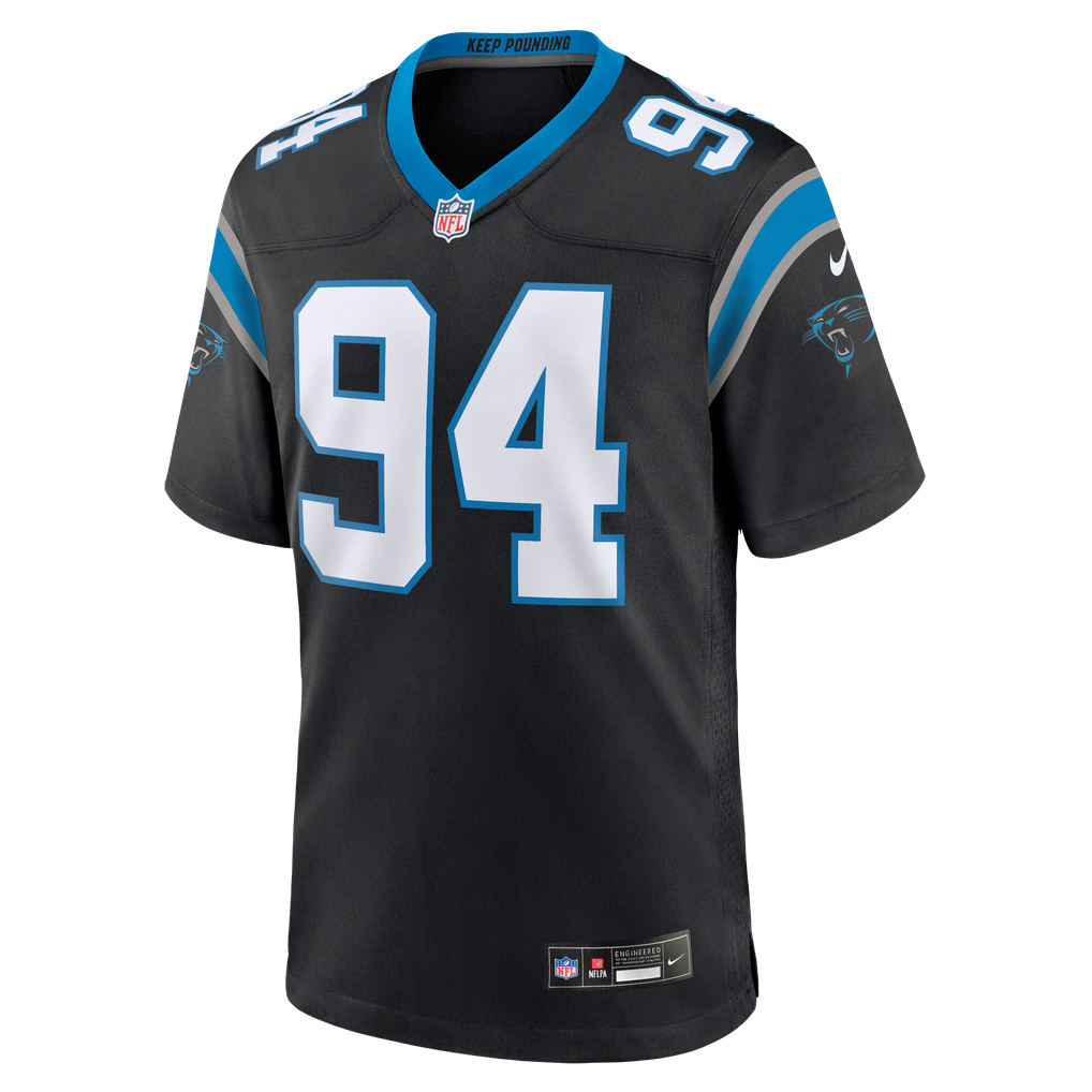 Men's Carolina Panthers Aaron Hall Nike Black Team Game Jersey - Image 3