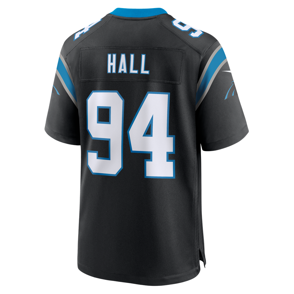 Men's Carolina Panthers Aaron Hall Nike Black Team Game Jersey - Image 4