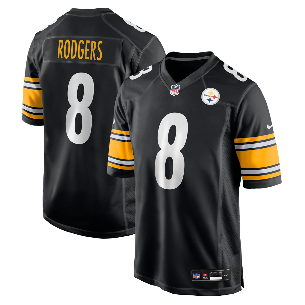 Men's Pittsburgh Steelers Aaron Rodgers Nike Black Game Jersey - Image 1