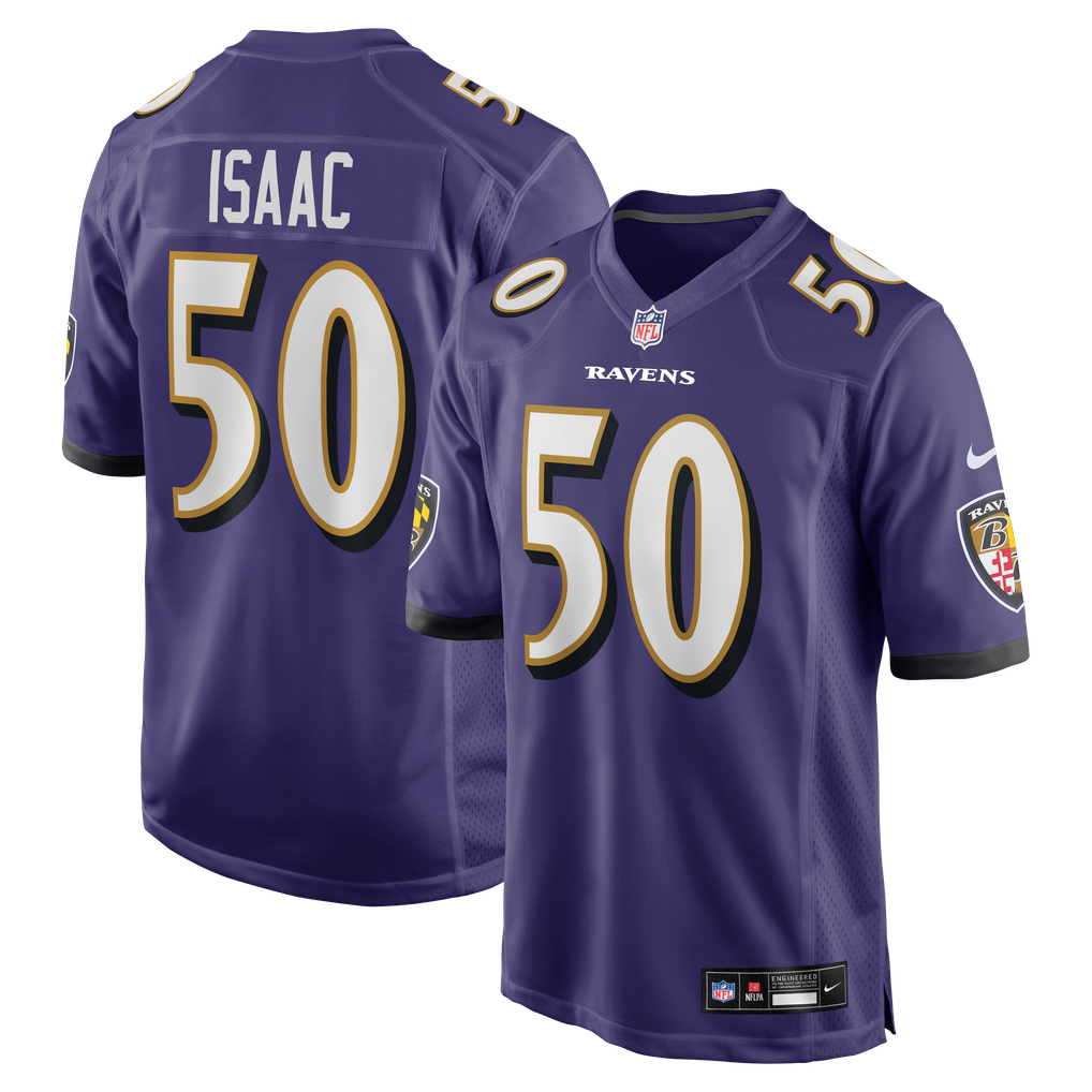 Men's Baltimore Ravens Adisa Isaac Nike Purple Team Game Jersey