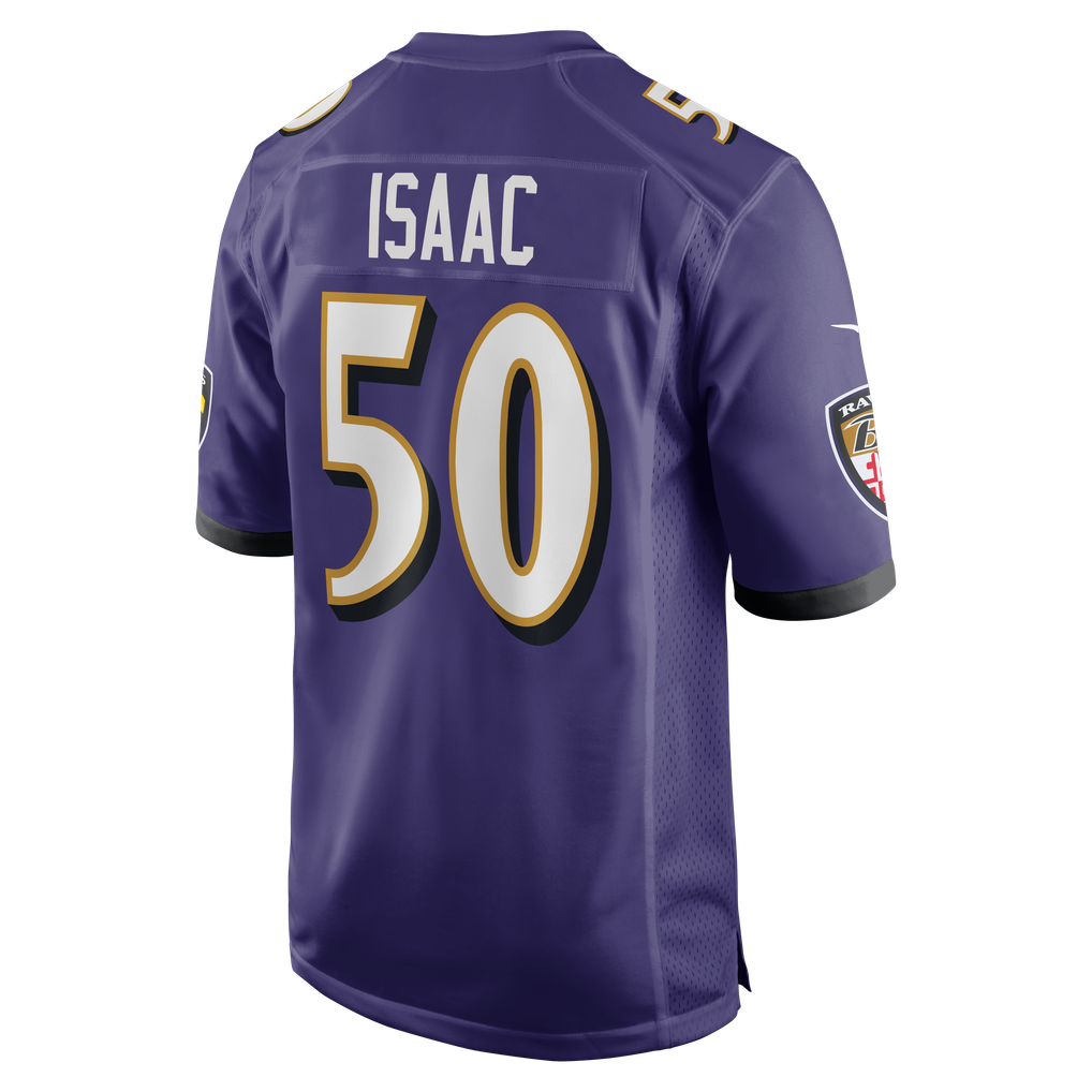 Men's Baltimore Ravens Adisa Isaac Nike Purple Team Game Jersey