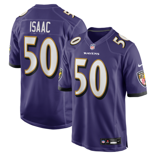 Men's Baltimore Ravens Adisa Isaac Nike Purple Team Game Jersey