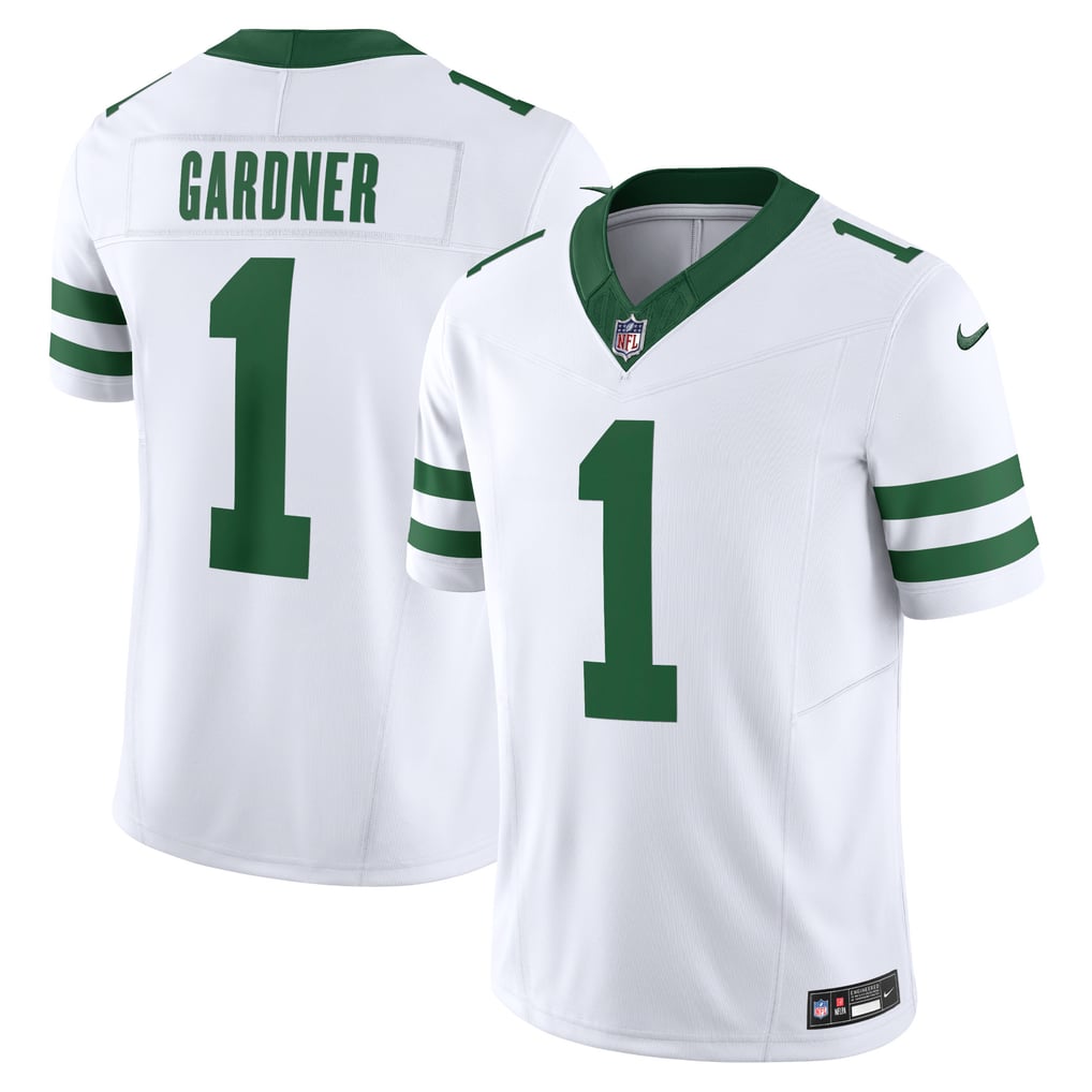 Men's New York Jets Ahmad Sauce Gardner Nike Legacy White Vapor F.U.S.E. Limited Jersey - Image 1