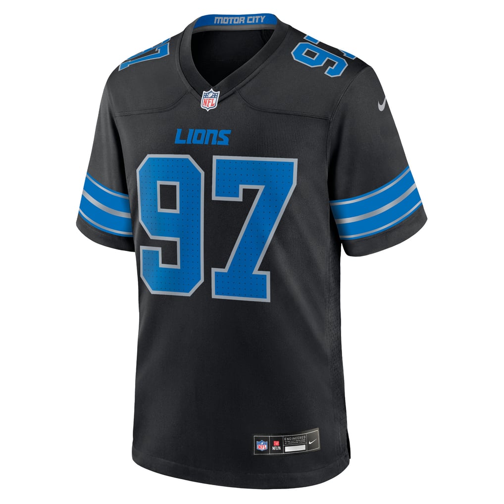 Men's Detroit Lions Aidan Hutchinson Nike Black 2nd Alternate Game Jersey - Image 3