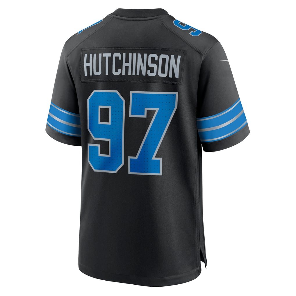 Men's Detroit Lions Aidan Hutchinson Nike Black 2nd Alternate Game Jersey - Image 4