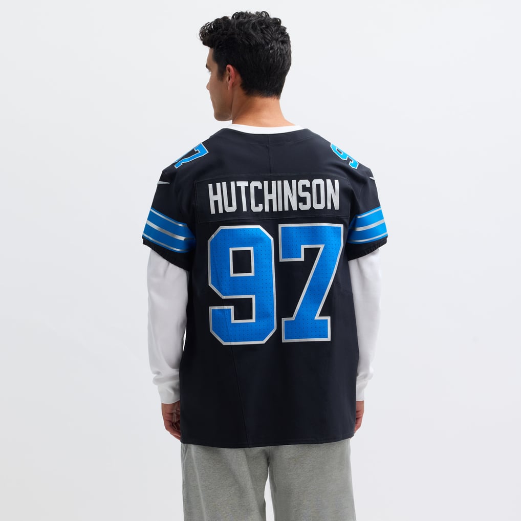 Men's Detroit Lions Aidan Hutchinson Nike Black Alternate Vapor F.U.S.E. Elite Jersey - Image 6