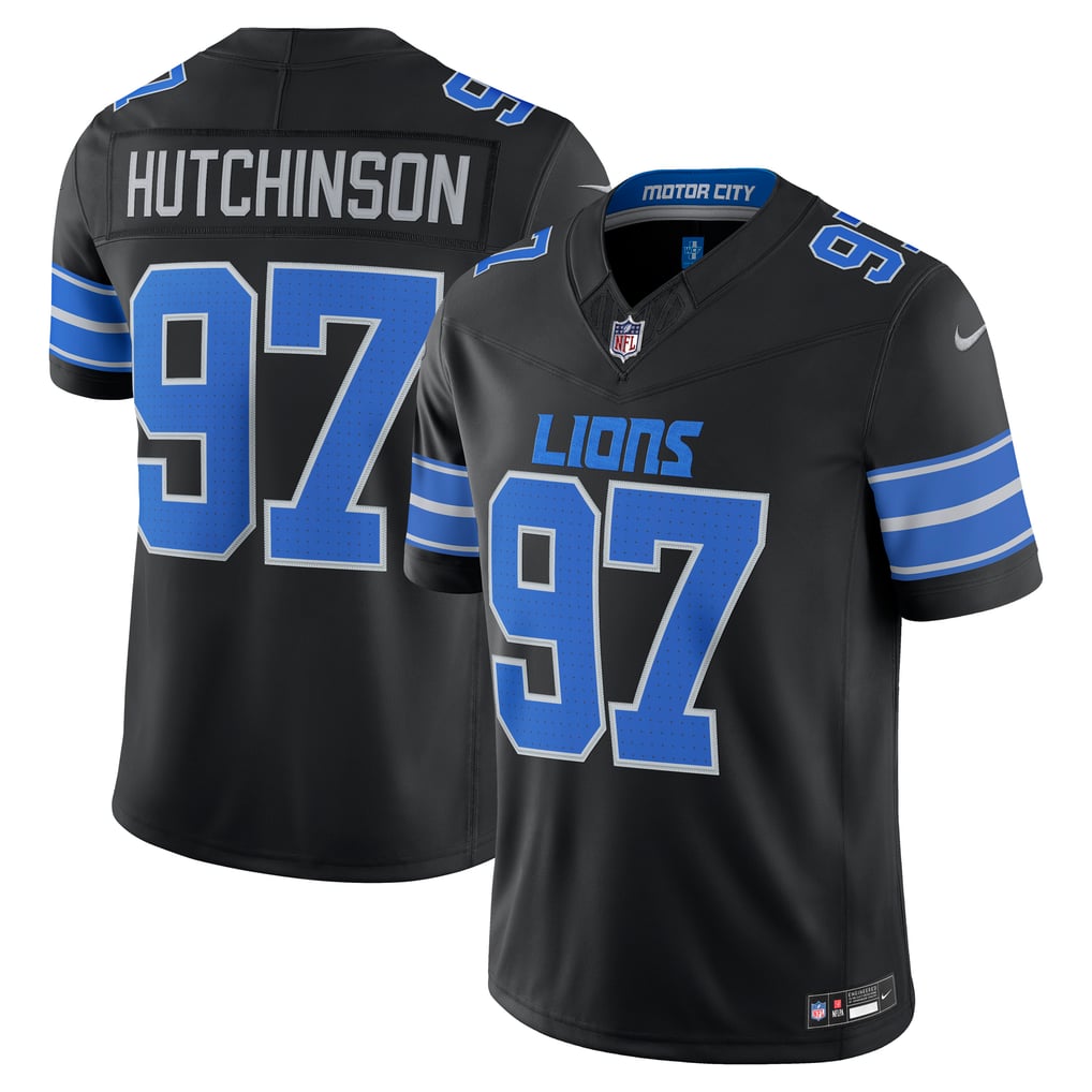 Men's Detroit Lions Aidan Hutchinson Nike Black Alternate Vapor F.U.S.E. Stitched Limited Jersey - Image 1
