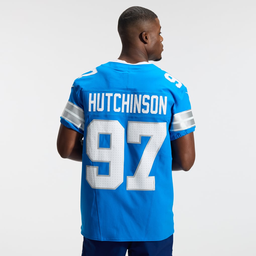 Men's Detroit Lions Aidan Hutchinson Nike Blue Alternate Vapor F.U.S.E. Elite Jersey - Image 4