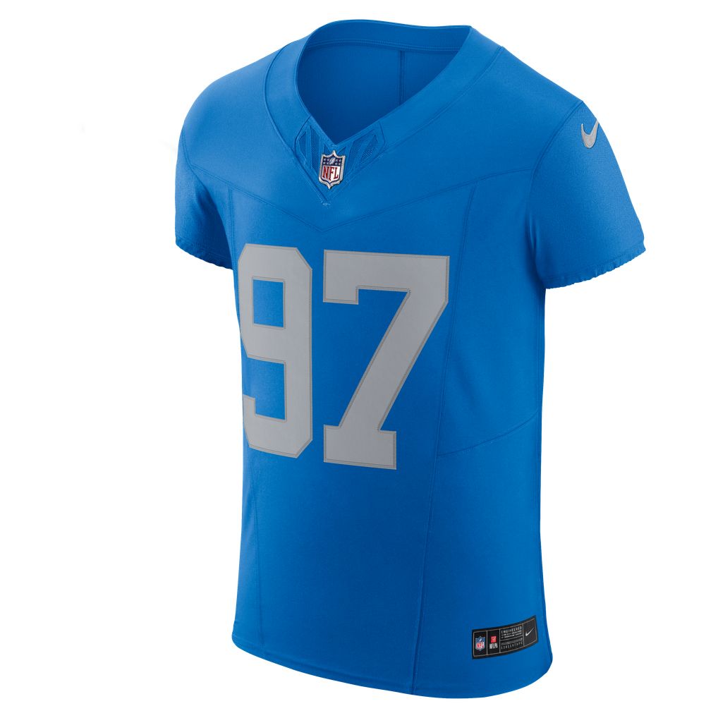 Men's Detroit Lions Aidan Hutchinson Nike Blue Alternate Vapor F.U.S.E. Elite Jersey - Image 7
