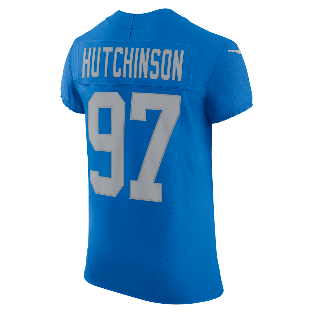 Men's Detroit Lions Aidan Hutchinson Nike Blue Alternate Vapor F.U.S.E. Elite Jersey - Image 8