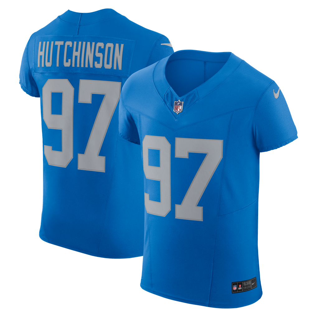 Men's Detroit Lions Aidan Hutchinson Nike Blue Alternate Vapor F.U.S.E. Elite Jersey - Image 1